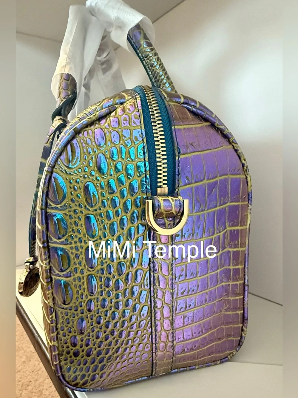 Brahmin Stacy Illuminate Croc-Embossed Satchel - RARE